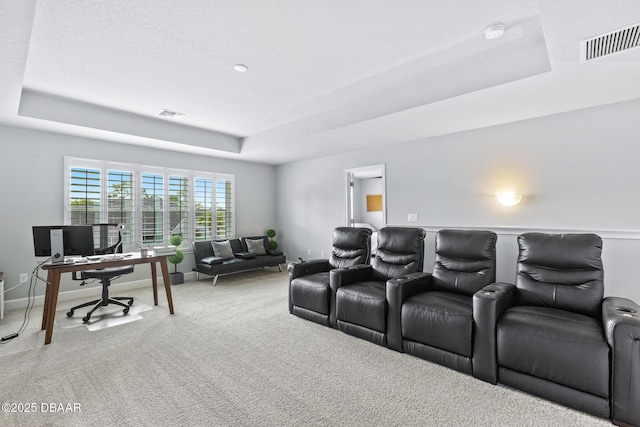 6423 Hanfield Ln, Port Orange, FL 32128 - cinema with a tray ceiling and carpet