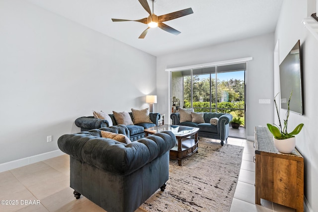 6423 Hanfield Ln, Port Orange, FL 32128 - living area with ceiling fan and light tile patterned floors
