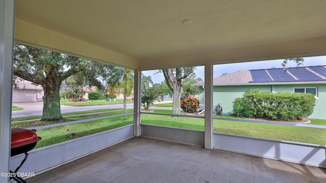 view of unfurnished sunroom