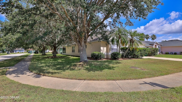 view of front facade with a front lawn and stucco siding