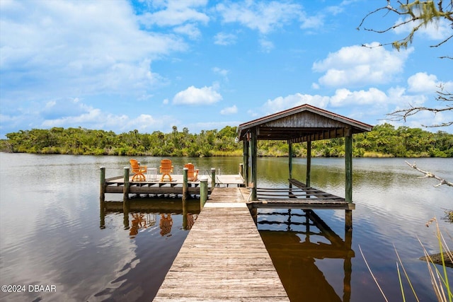 view of dock featuring a water view