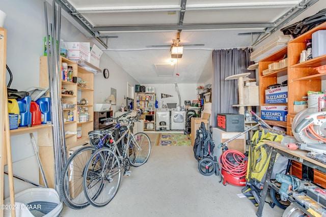 garage featuring washer and dryer