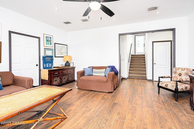 3110 John Anderson Dr, Ormond Beach, FL 32176 - living room featuring ceiling fan and wood-type flooring