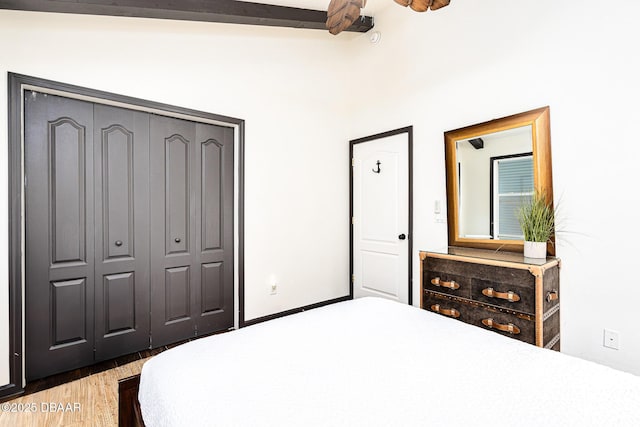 3110 John Anderson Dr, Ormond Beach, FL 32176 - bedroom featuring wood-type flooring and a closet