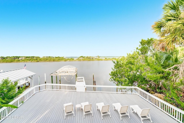 3110 John Anderson Dr, Ormond Beach, FL 32176 - wooden terrace featuring a gazebo and a water view