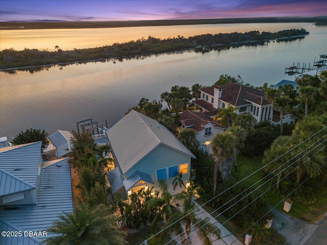 3110 John Anderson Dr, Ormond Beach, FL 32176 - aerial view at dusk featuring a water view