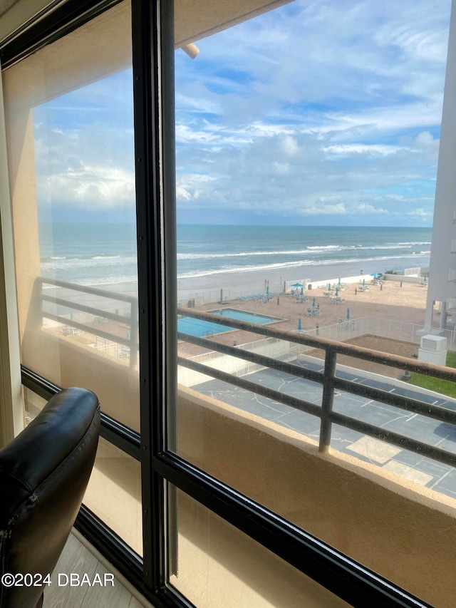 property view of water featuring a view of the beach