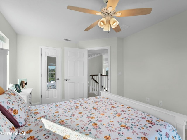 bedroom featuring ceiling fan