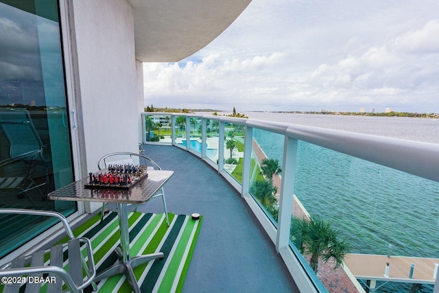 balcony with a water view