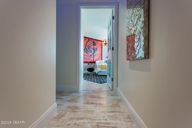 corridor featuring light wood-type flooring