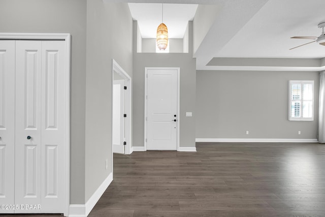 906 Coral Reef Way, Daytona Beach, FL 32124 - foyer with ceiling fan and dark wood-type flooring