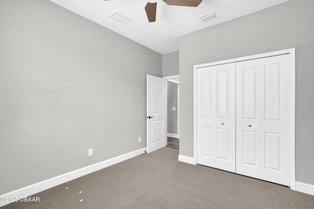 906 Coral Reef Way, Daytona Beach, FL 32124 - unfurnished bedroom featuring carpet, a closet, and a ceiling fan