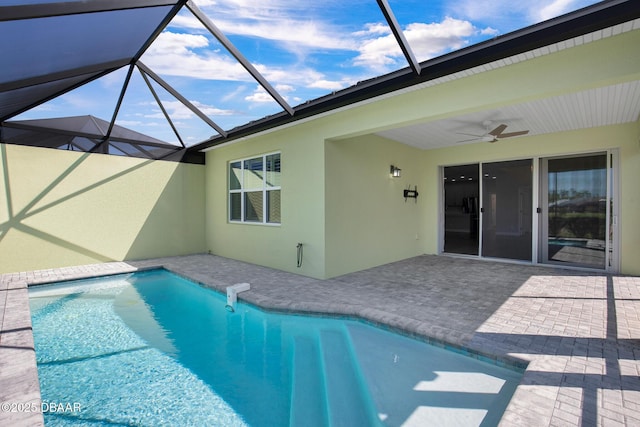 906 Coral Reef Way, Daytona Beach, FL 32124 - outdoor pool with ceiling fan, a patio, and a lanai