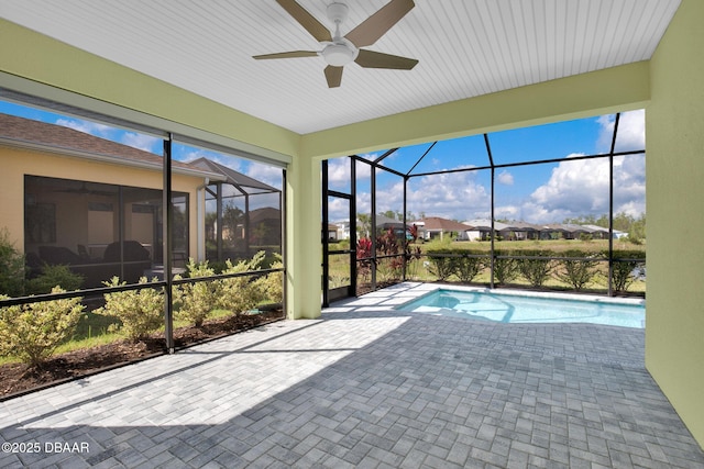 906 Coral Reef Way, Daytona Beach, FL 32124 - swimming pool featuring a patio, ceiling fan, and a lanai