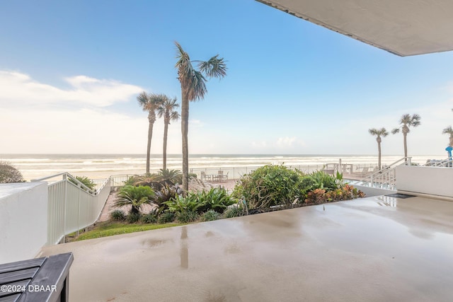 view of patio / terrace featuring a water view