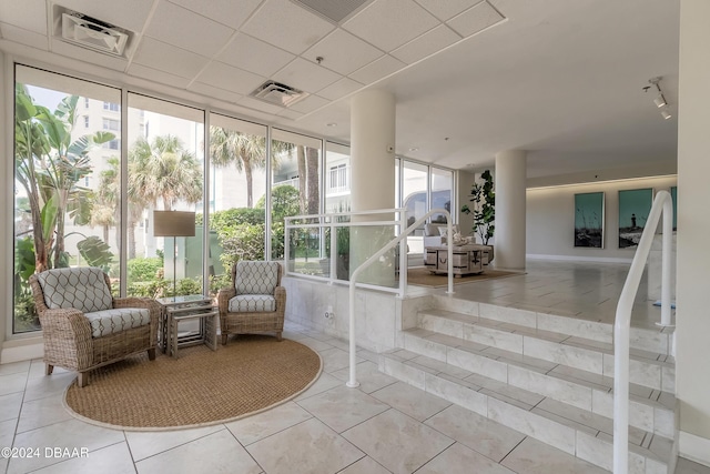 lobby with expansive windows