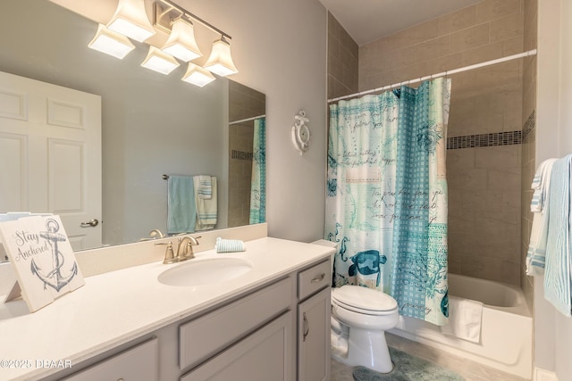 full bathroom with vanity, toilet, and shower / bath combo