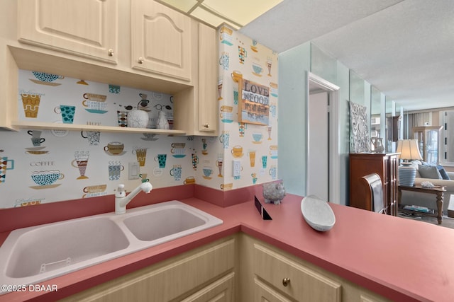 2987 S Atlantic Ave Unit 805, Daytona Beach Shores, FL 32118 - kitchen with light countertops and open shelves