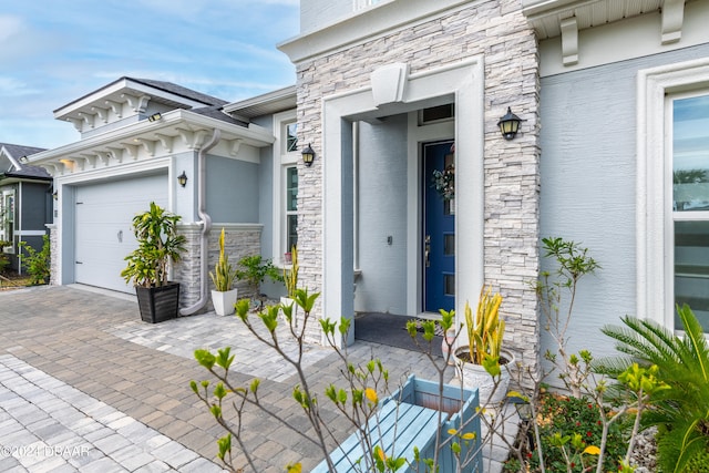 entrance to property with a garage