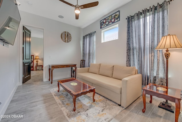 6232 W Fallsgrove Ln, Port Orange, FL 32128 - living room with ceiling fan and light hardwood / wood-style flooring