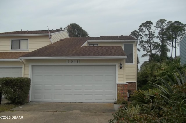 exterior space featuring a garage