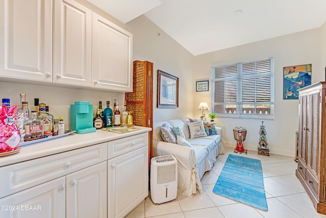 interior space featuring light tile patterned flooring