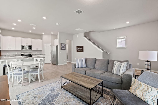 view of tiled living room