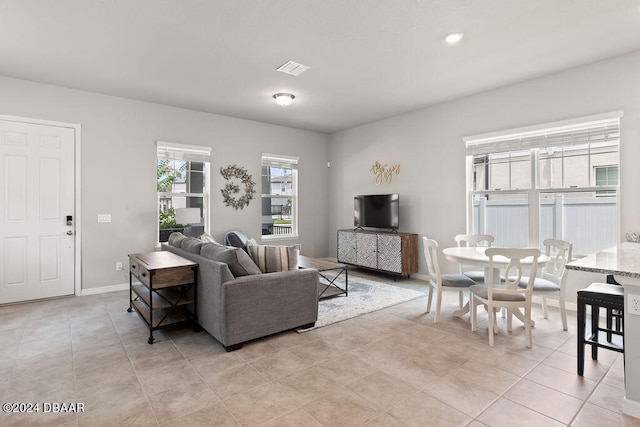 view of tiled living room