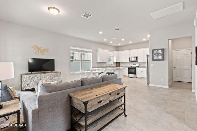 view of tiled living room