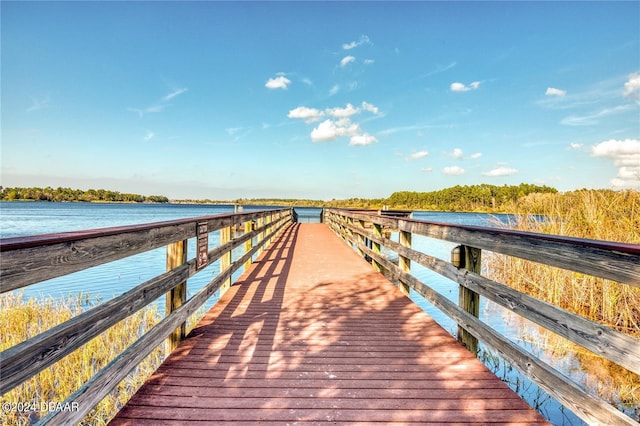 view of dock featuring a water view