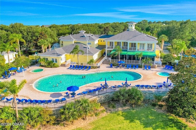 view of pool featuring a patio