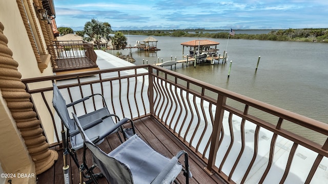 balcony with a water view