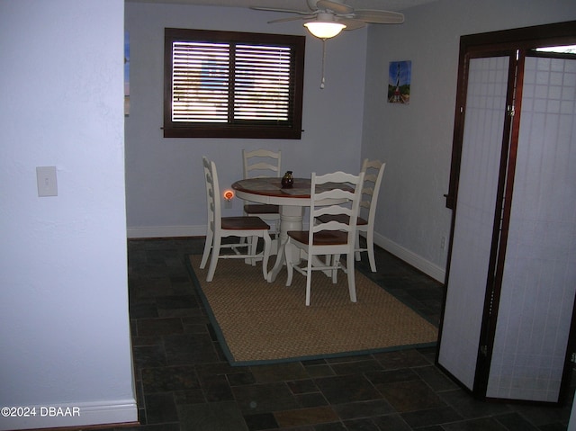 dining area featuring ceiling fan