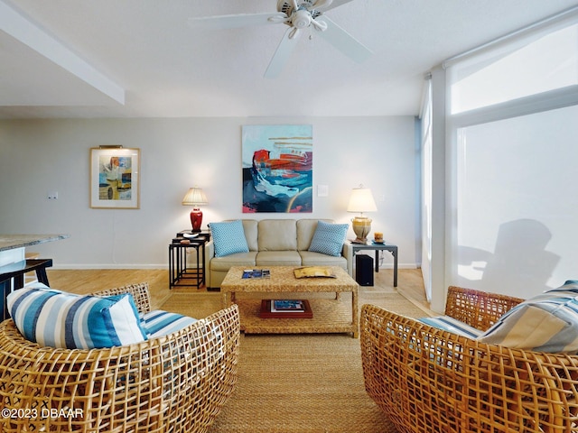 520 S Peninsula Ave Unit 2D7, New Smyrna Beach, FL 32169 - living room with light hardwood / wood-style flooring and ceiling fan