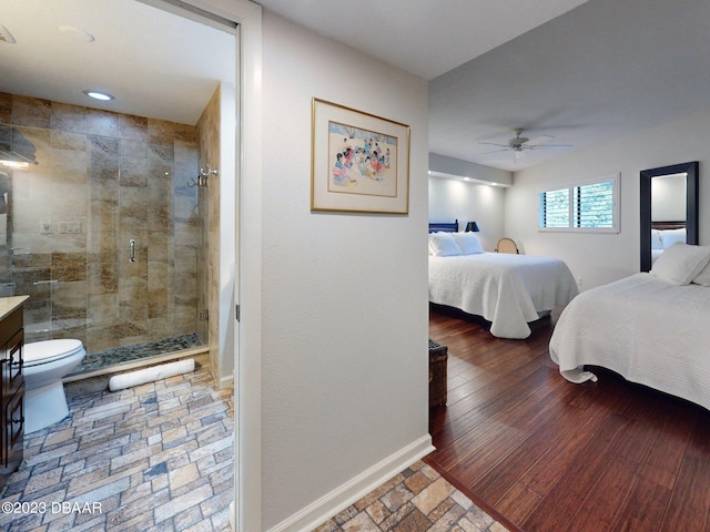 520 S Peninsula Ave Unit 2D7, New Smyrna Beach, FL 32169 - bedroom with hardwood / wood-style floors and ceiling fan