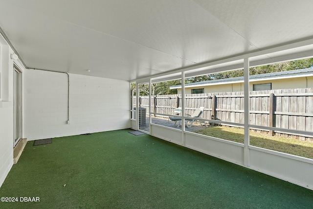 view of unfurnished sunroom