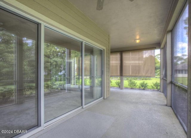 view of unfurnished sunroom