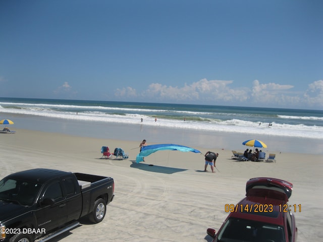 view of water feature featuring a view of the beach