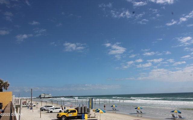 view of water feature featuring a beach view