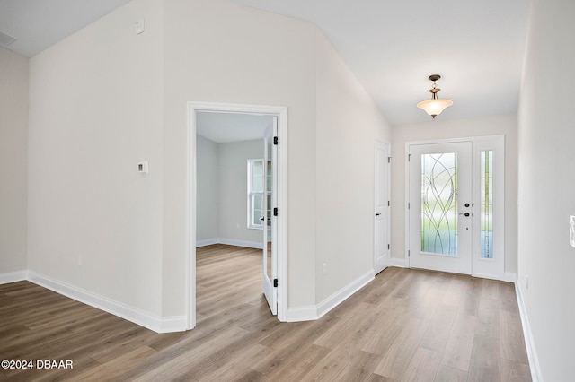 entryway with light wood-type flooring