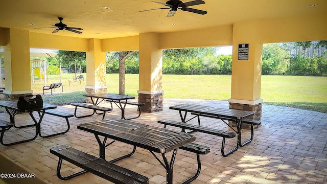 view of patio / terrace with a ceiling fan