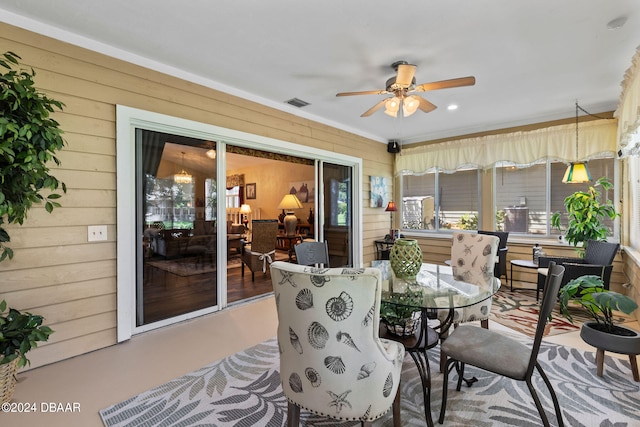 view of patio / terrace featuring ceiling fan