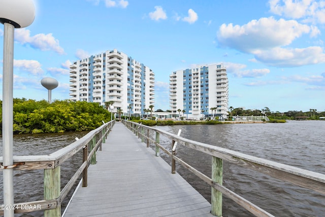 dock area featuring a water view