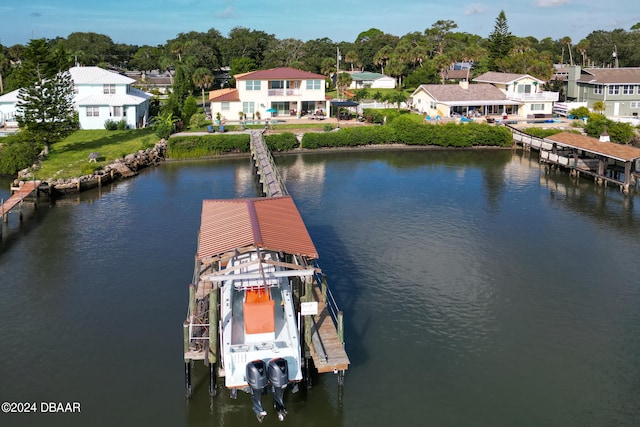 view of dock featuring a water view