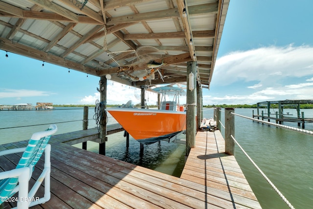 view of dock featuring a water view