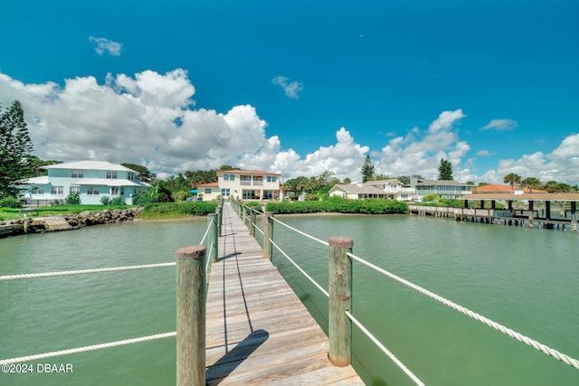 view of dock featuring a water view