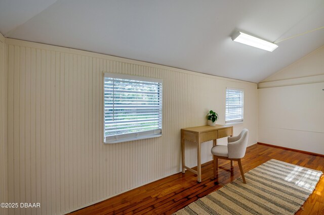 84 Lincoln Ave, Ormond Beach, FL 32174 - office featuring vaulted ceiling and wood finished floors