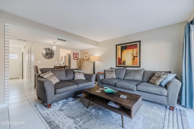 view of tiled living room