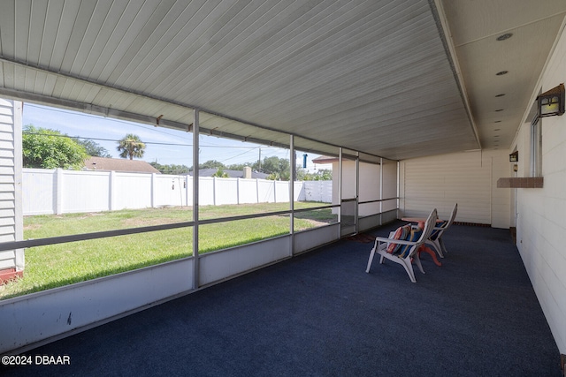 view of unfurnished sunroom