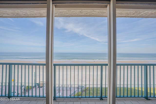 interior space featuring a view of the beach